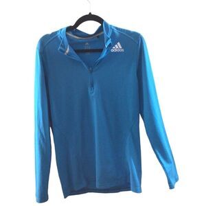 Women’s Blue Adidas Pullover Long Sleeve Quarter‎ Zip Running Shirt Size Medium